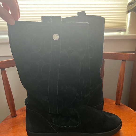 Coach Black Suede Tullip Winter Boots Size 9 - Picture 7 of 16